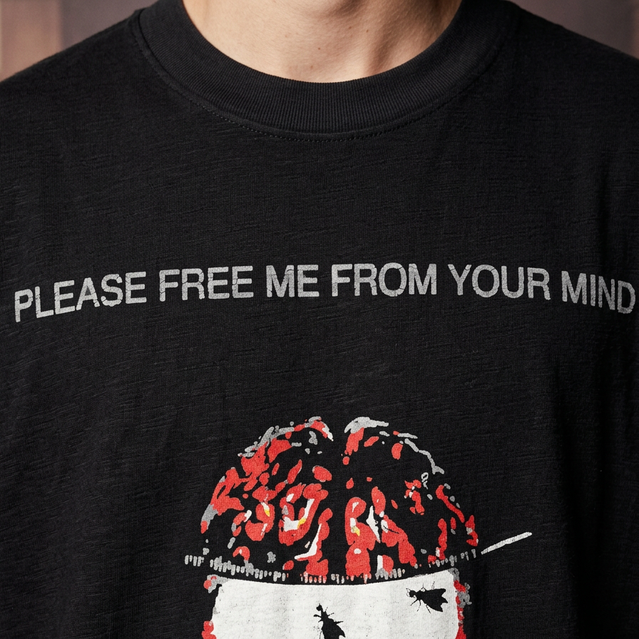Brain Place cotton slub graphic t-shirt by nonexsuch, view 2 of 6