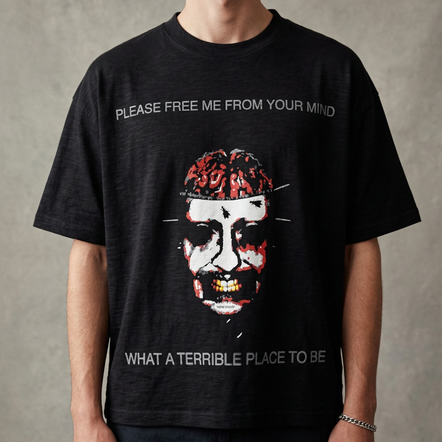 Brain Place cotton slub graphic t-shirt by nonexsuch, view 4 of 6