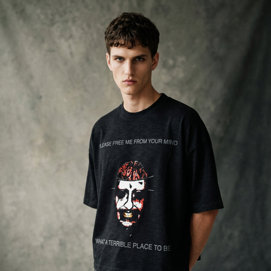 Brain Place cotton slub graphic t-shirt by nonexsuch, view 5 of 6