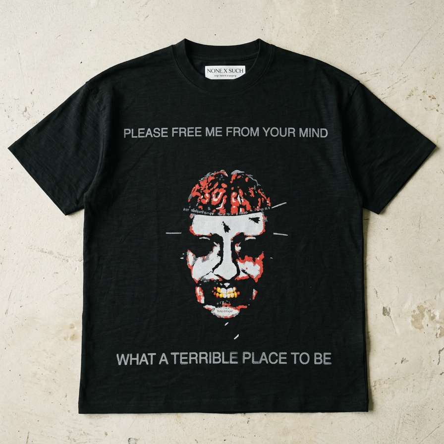 Brain Place cotton slub graphic t-shirt by nonexsuch, view 6 of 6