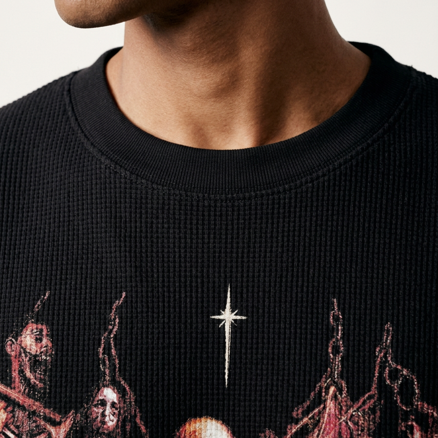 Obsession waffle knit full sleeve t-shirt by nonexsuch, view 2 of 5