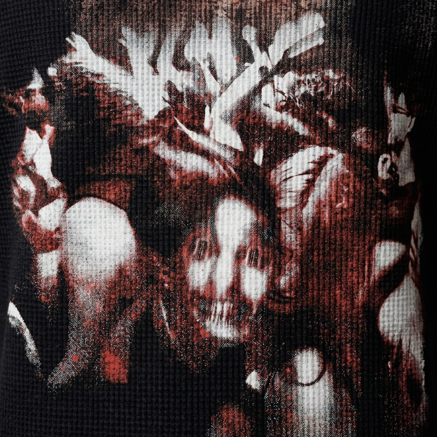 SCHIZ boxy waffle knit graphic t-shirt by nonexsuch, view 2 of 7