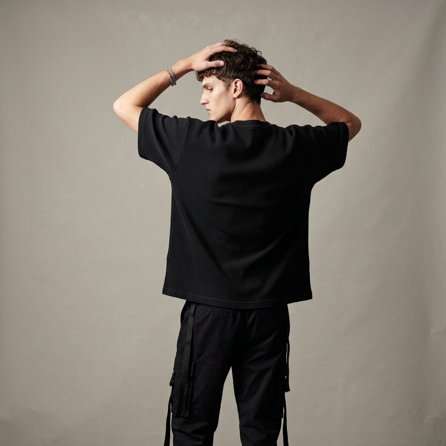 SCHIZ boxy waffle knit graphic t-shirt by nonexsuch, view 4 of 7
